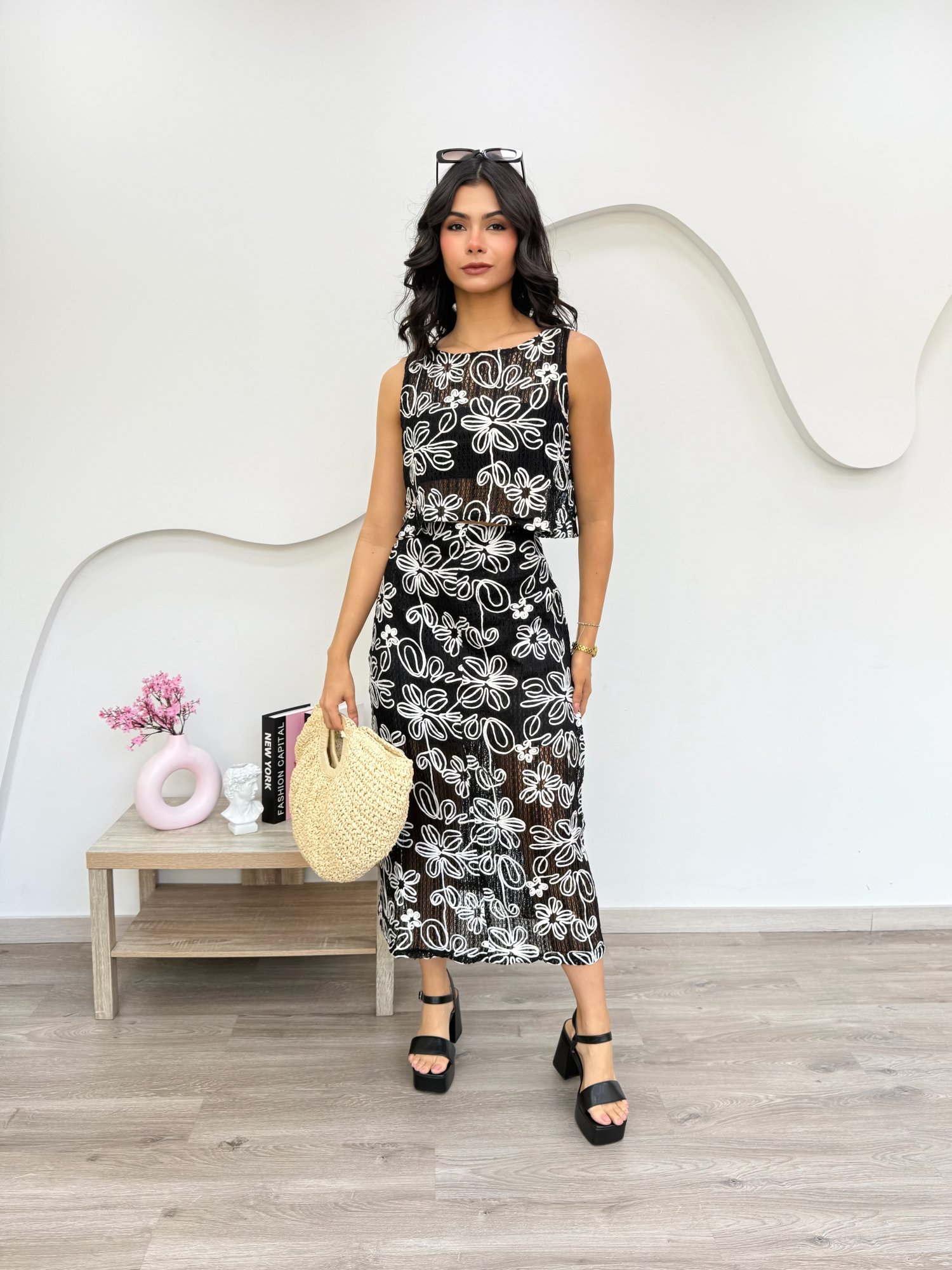 set de falda estampado