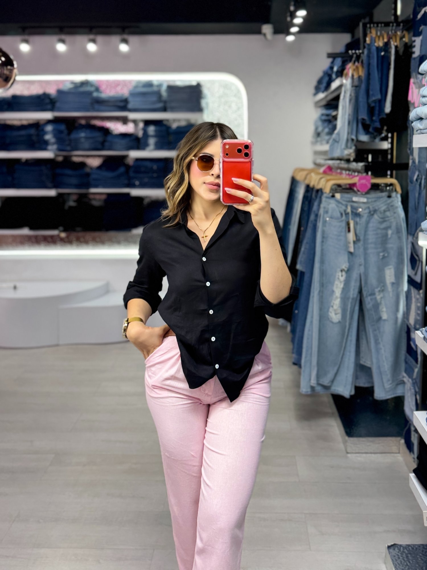 Blusa lino botones blancos