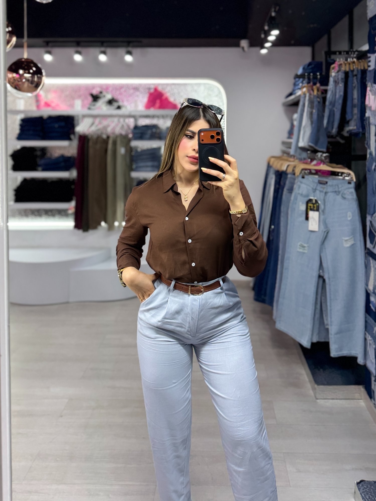 Blusa lino botones blancos