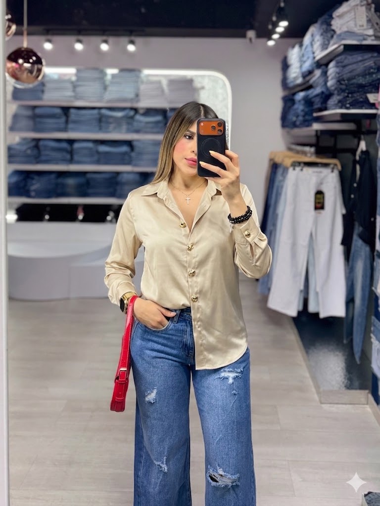 Blusa Satinada broches ia S/M/L