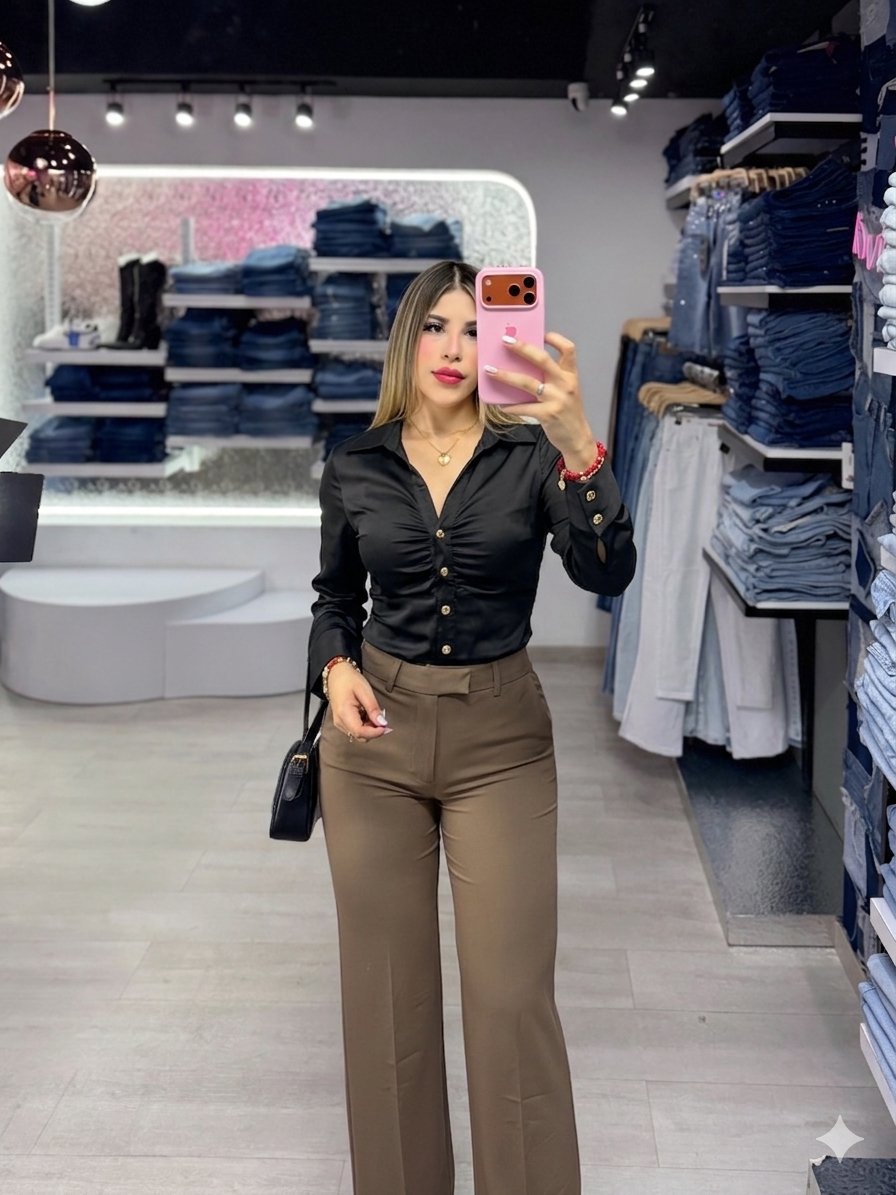 Blusa satinada corta ia S/M/L