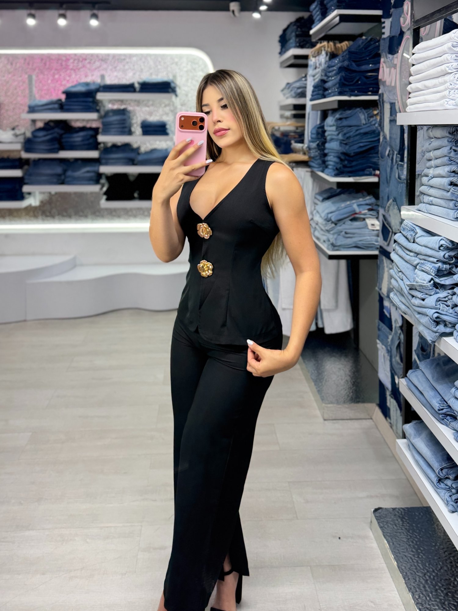Set de chaleco con flor XS/S/M