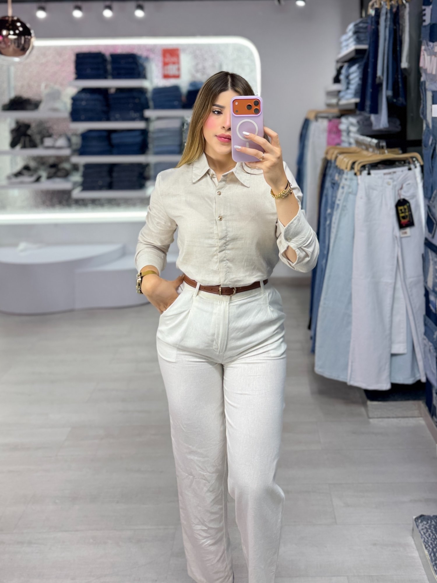 Blusa de botones lino S/M