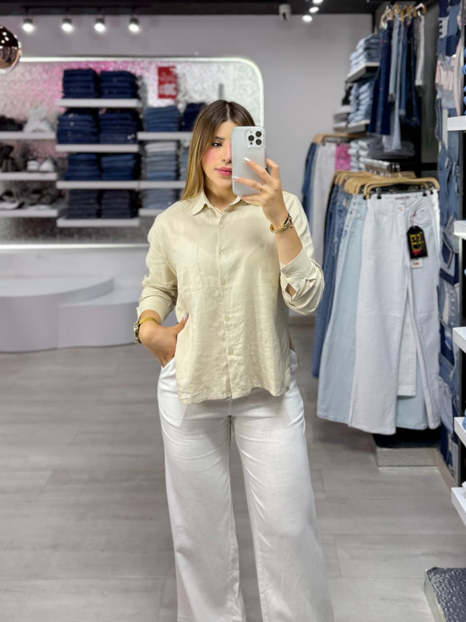 Blusa lino bolsillo S/M/L